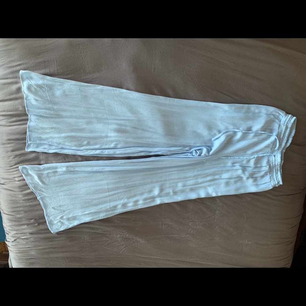 Light Blue Flowy Drawstring Waist Beach Pants